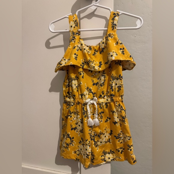 Little Lass Mustard Yellow Floral Riffle Shorts Romper Size 2T - Picture 1 of 4